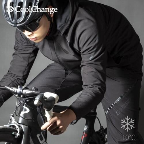 CoolChange Cycling Winter Clothing Reflective Breathable Long Sleeve Bike Jersey Set Thick Bicycle Jersey Equipment Men Women