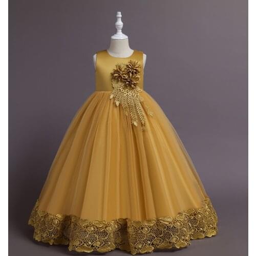 KEAIYOUHUO New Baby Kids Clothes New Girls embroidered Lace Dress Wedding Princess Dresses Birthday Party Dress Children Costume