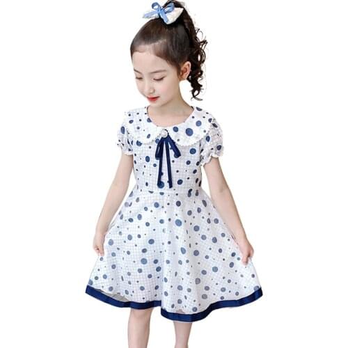 Kids Dresses For Girls Dot Pattern Dress For Girls 2021 Summer Children Dresses Teenage Childrens Clothing 6 8 10 12 14