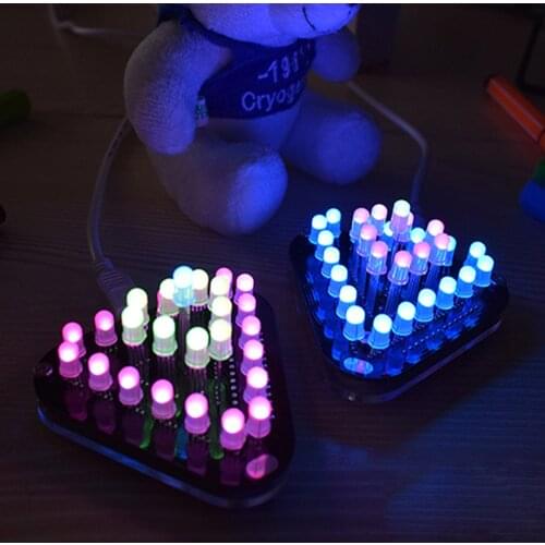 DIY electronic kit led LED full color aurora triangle pyramid light cube kit 51 single chip microcomputer diy sodering project