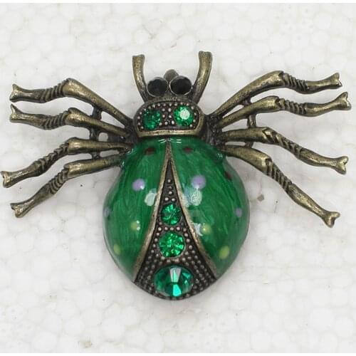 Antique bronze Rhinestone Enamel brooch Beetles Pin brooches C672 M4