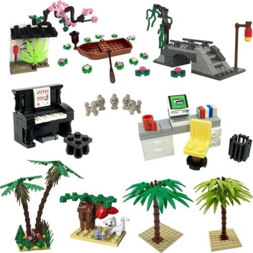 City MOC Set Toys For Children Educational Wall Animals Willow Bridge Desk Sets Baby Carrier Cities Compatible Building Blocks