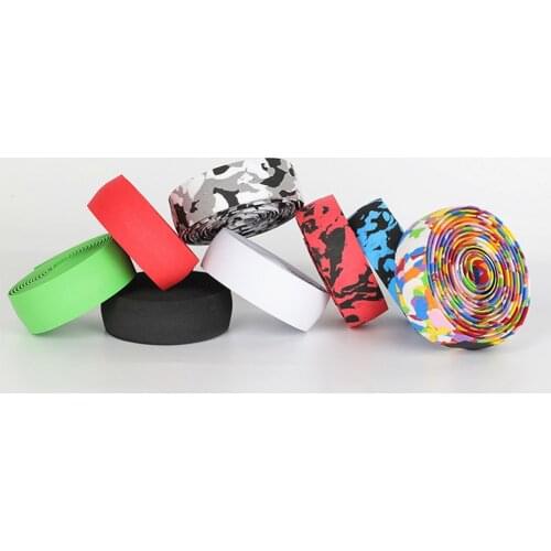 Road Bike Bicycle Handlebar tape Camouflage Cycling Handle Belt Cork Wrap with Bar Plugs 9 Color Handlebar Wraps Bike Accessory