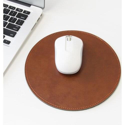 Anti-slip Mouse Pad Round Leather Gaming Mice Mat Desk 200x200mm Comfortable For Home Office Laptop PC MacBook