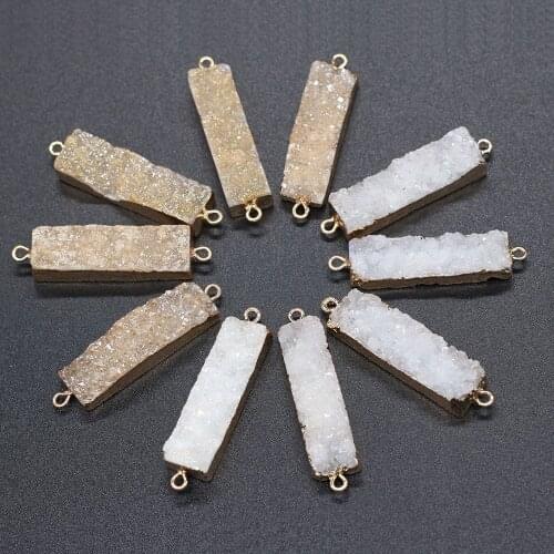Handmade Quartz Pendant Connector Natural Stone Crystal Agates Druzy Charms Pendants Women Necklace Bracelet Jewelry Making DIY