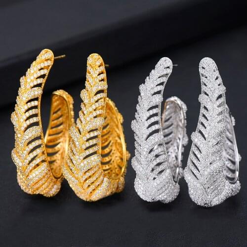 LARRAURI Unique Design Fashion Top Quality Shiny Hoop Earrings for Noble Women Bride Wedding Anniversary Prom Party Show Gift