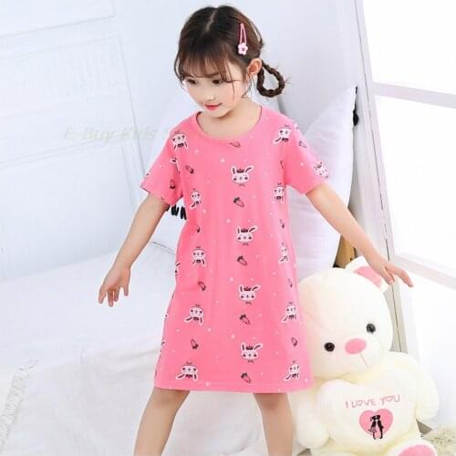 Summer Cartoon Rabbit Night Dress for Baby Girls Child Kids Casual Lovely Pijama Gowns Children Cotton Homewears Teens Pajamas