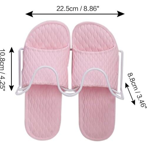 Metal Wall Mounted Shoes Rack Punch Free Slippers Holding Wire Shelf Bathroom Shoes Storage Rack Saving Space