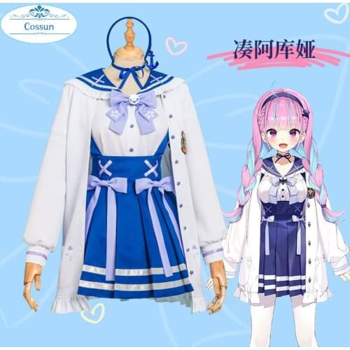 VTuber Hololive Minato Aqua SJ Lovely Dress Uniform Cosplay Costume Halloween Party Outfit For Women Girls 2021 NEW