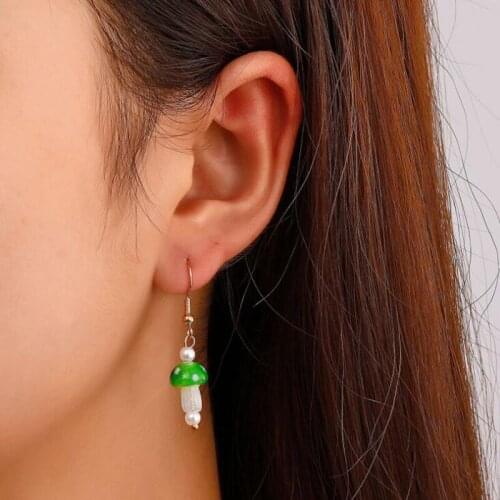 Cute Cartoon Simulation Mushroom Shaped Dangel Earrings for Women Funny Gothic Hanging Drop Earrings Hip Hop Jewelry Gift