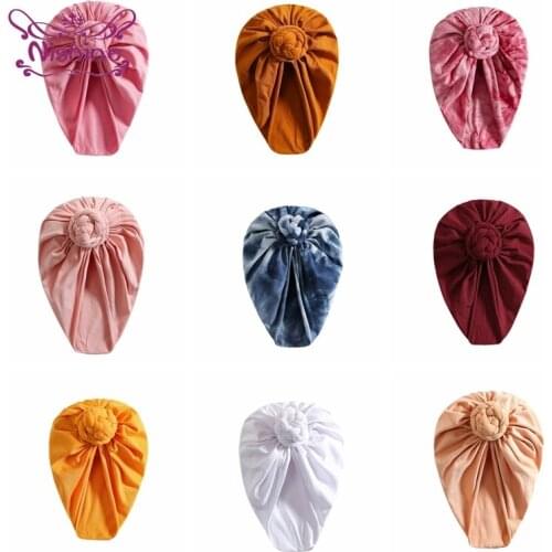 Fashion Handmade Knotted Baby Girl Indian Hats Comfortable Breathable Knitting Cotton Infant Caps Kids Accessories Birthday Gift