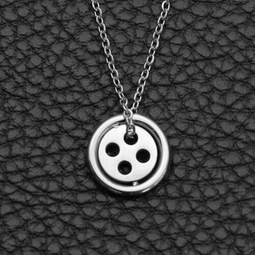 Mens necklace Button pendant Round stainless steel simple necklaces hip hop punk chain necklaces jewelry on the neck wholesale