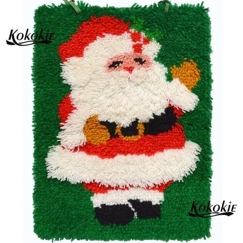 Latch hook kits rug printed canvas accessories diy Christmas santa decor needle for carpet embroidery pattern latch hook kussen