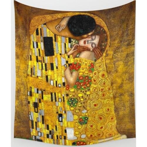 The Kiss Painting Gustav Klimt Wall Tapestry Cover Beach Towel Picnic Yoga Mat Home Decoration