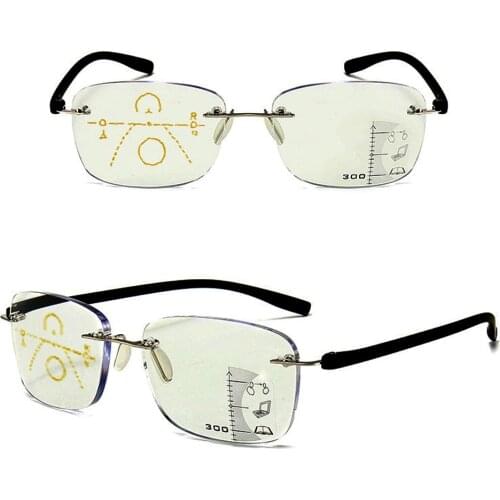 CLARA VIDA Ultra-light Frameless Anti-blue Light Progressive Multifocus Reading Glasses Smart Men Women+1.0 +1.5 +2.0 To +4.0