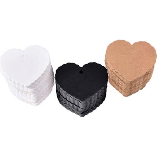 Wholesale 200pcs White Black Brown Kraft Paper Tags Festival Note DIY Hang Tag Heart Wedding Note Wedding Party Paper Gift Tag