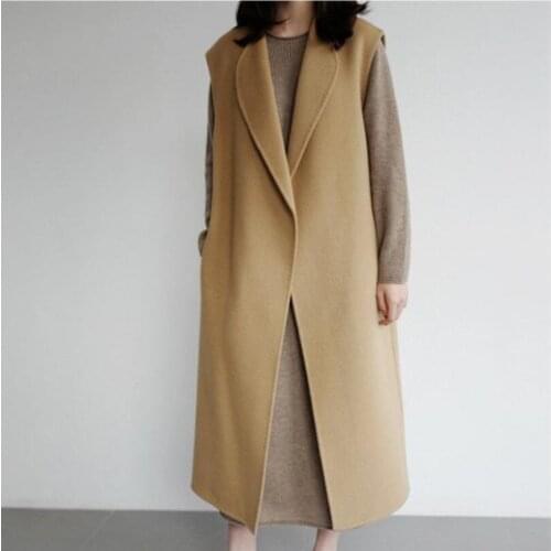 Plus size 4XL!autumn winter Blazers Woolen vest Slim sleeveless long section ladies Coat