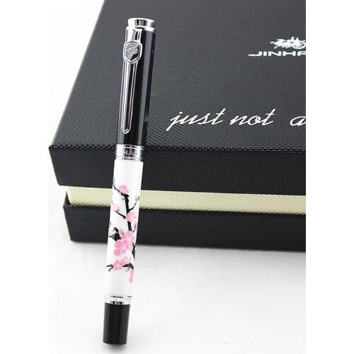 Jinhao 8802 Creative Chinaware Fountain Pen Blossom Bird Pattern Luxury Brand Metal Writing Ink Pen for School Office