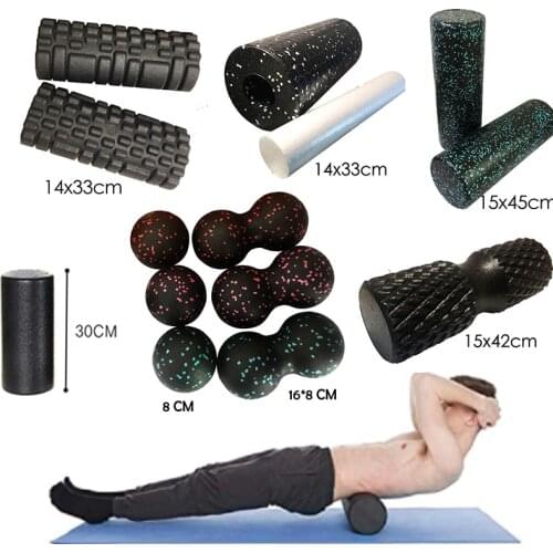SHIP NOW )EPP Foam Roller + Massage Ball SET Fitness Mobility Ball Yoga Roller for Back/Neck/Foot Physical Therapy Pain Relief