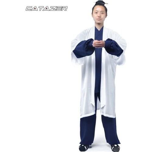 Unisex Wudang Tai Chi Robe Chiffon Veil Taijiquan Exercise Kung Fu Suits Martial Arts Clothing Kung Fu Uniform Taoist Costume