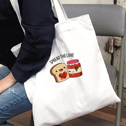 Tote Bag Cartoon Funny Print Canvas Bags Simple Shopping Bag Handbag Ladies Cute Shoulder Bag Women Classic Tote Reusable