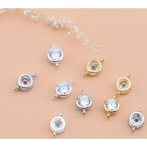 S925 sterling silver diy jewelry accessories double ring connection ring zircon accessories handmade DIY beaded material accesso