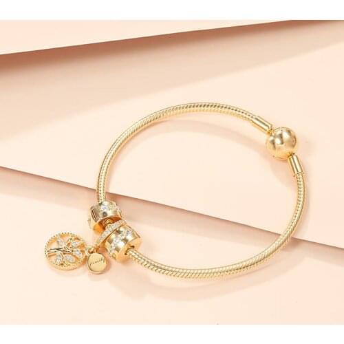 High Quality 1:1 100% 925 Silver sterling gold tree tree life pendant freight Pandora bracelet