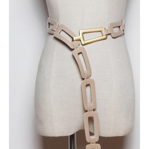Casual All-Match Waistband Female 2021 New Fashion Spring Corset Belt for Women Solid Black Chain Buckle Leather Wide Belt
