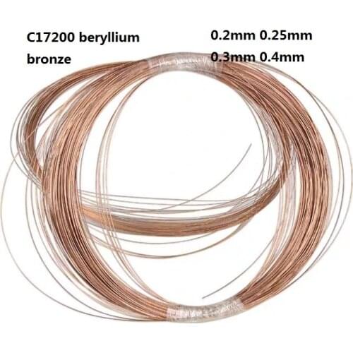 0.2mm 0.25mm 0.3mm 0.4mm QBe2 beryllium copper alloy wire BeCu line C17200 beryllium bronze Filament Cu-Be BerylliumBe wire