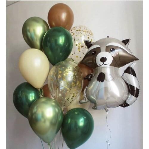 1pcs Cartoon animal aluminum foil balloon jungle fox raccoon balloon star same fox birthday safari party decoration kid toy