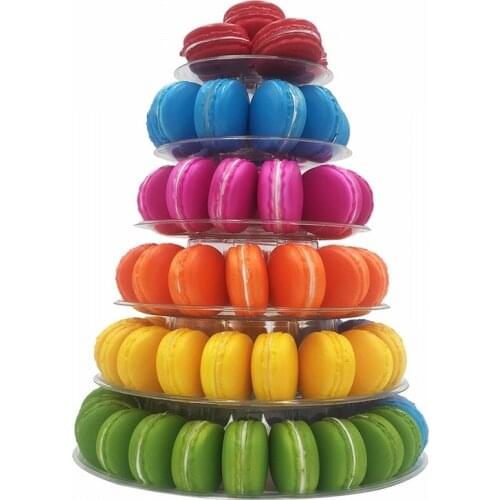 4 / 6-Tiers Macaron Display Stand Cupcake Tower Rack Cake Stand PVC Tray For Wedding Birthday Cake Decorating Tools Bakeware