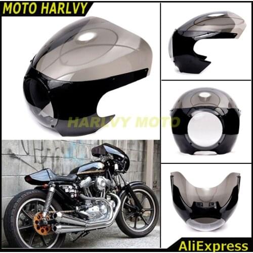 5 3/4" Cafe Racer Headlight Fairing Windscreen For Harley Sportster 883 1200 XL Dyna 39mm Forks New