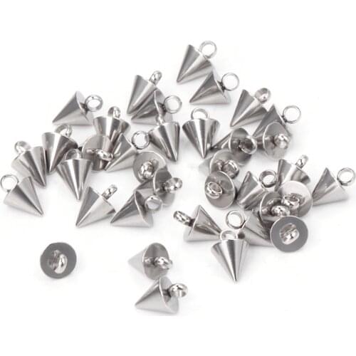 ASON 50pcs/lot Circular Cone Charms Small Cone Pendant Stainless Steel Geometric Accessories For DIY Jewelry Making Handmade