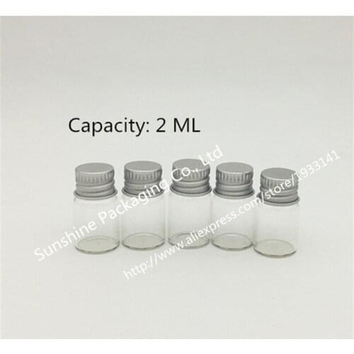 500pcs Promotion High Quality 2ml Mini Clear Glass Bottle Empty Protable Sample Vial Refillable Essential Oil Vials