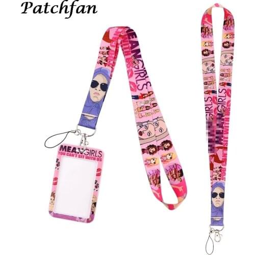 AD552 Patchfan Cartoon Girls Lanyard Keychain keys Badge ID Mobile Phone Rope Kids Gifts Lanyard With Card Holder Cover