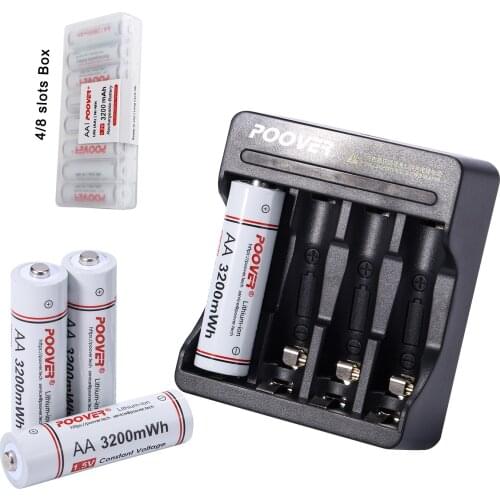 3200mWh AA Battery 1.5V Li-ion Lithium aa Rechargeable Batteries with Charger for Flashlight Microphone Toy Remote control