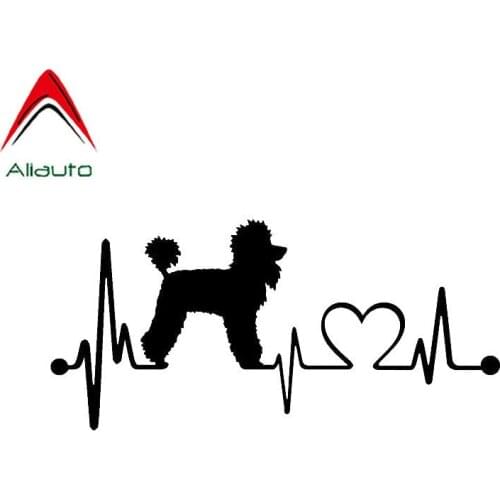 Aliauto Poodle Heartbeat Dog Car Stickers Cartoon Vinyl Waterproof Reflective Decal Motorcycles Decoration Black/Silver,19cm*8cm