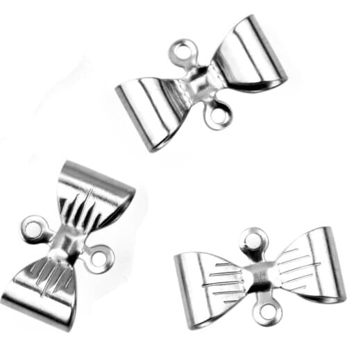 100pcs Not Faded 7.5*12mm Stainless Steel Bow Accessories, Earrings Accessories Wholesale