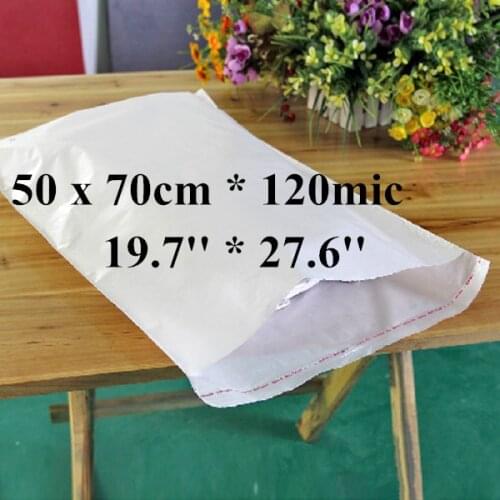 Free Shipping 100pcs/lot 50 x 70cm*120mic Large Self Adhensive Plastic Clothes Packaging Bag, High Quality White PE Clothing Bag