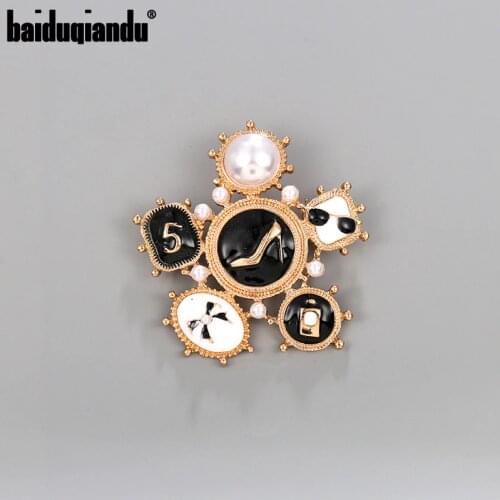 Baiduqiandu Brand Factory Direct Sale Womens Fashion Pins Enameled High Heel Perfume Bow and 5 Brooch Pins