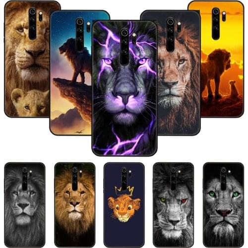 Phone Case For Xiaomi Redmi Note 8 8T 7 7A 9 9S 8A 4 5 Pro Black Cover Bumper 3D Etui Silicone Shell Animal Of The King Lion
