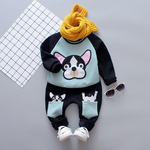 Children Clothing Boys Tracksuits Cartoon Dog Casual Sports T-shirt Pants 2pcs/Set Infant Outfit Warm Sweaters for Baby Girls