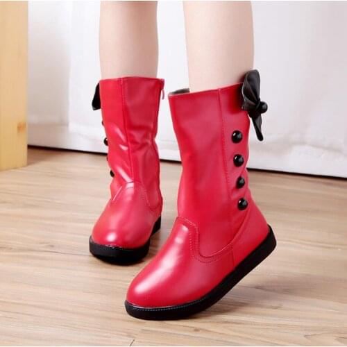 Kids Casual Shoes 2021 Autumn Winter Children Fashion Mid Calf Martin Boots Baby Girls Brand Black Shoes Toddlers Leather Shoes