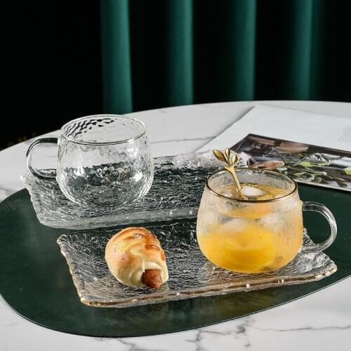 Home Glass Cup 450ml Milk Cup Oatmeal Cups High Temperature Coffee Mugs With Plate Dishes service de table assiette pratos