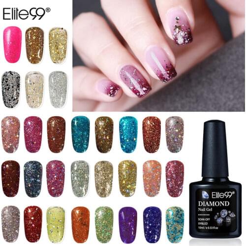 Elite99 10ML Diamond UV Nail Gel Polish Glitter Sequins Gel Lacquer Soak Off Semi Permanent Nail Polish Vernis Gellak Manicure