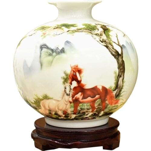 New Chinese Style Jingdezhen ceramic vase pomegranate vase flower arrangement Chinese home decoration living room TV cabinet