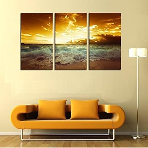 3 Pieces Picture Painting Wall Art Room Decor Print Poster sunset seascape Wall Pictures for sitting Room Canvas Painting