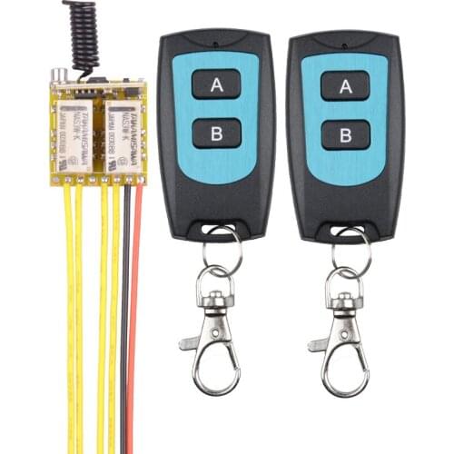 DC 3.7V to 12V Mini RF 2CH Relay 433MHZ Wireless Remote Control 5V micro switch NO COM NC Transmitter Receiver With Learn Button
