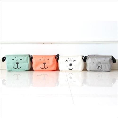 New product office home use multifunctional canvas cotton linen cloth art simple storage box square cute dog Organizer