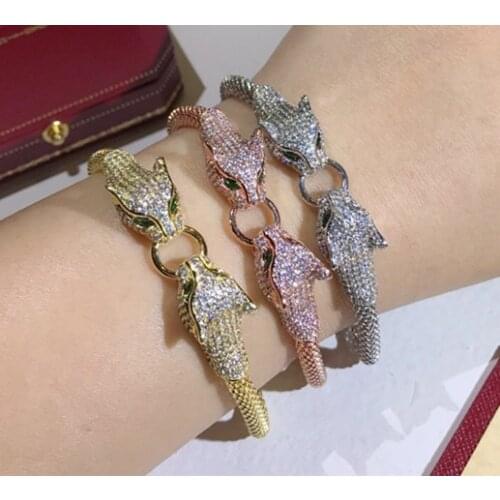 Fashion phathere jewelry cz stones panther bracelet leopard for female girls luxury brand jewelry wedding party gift